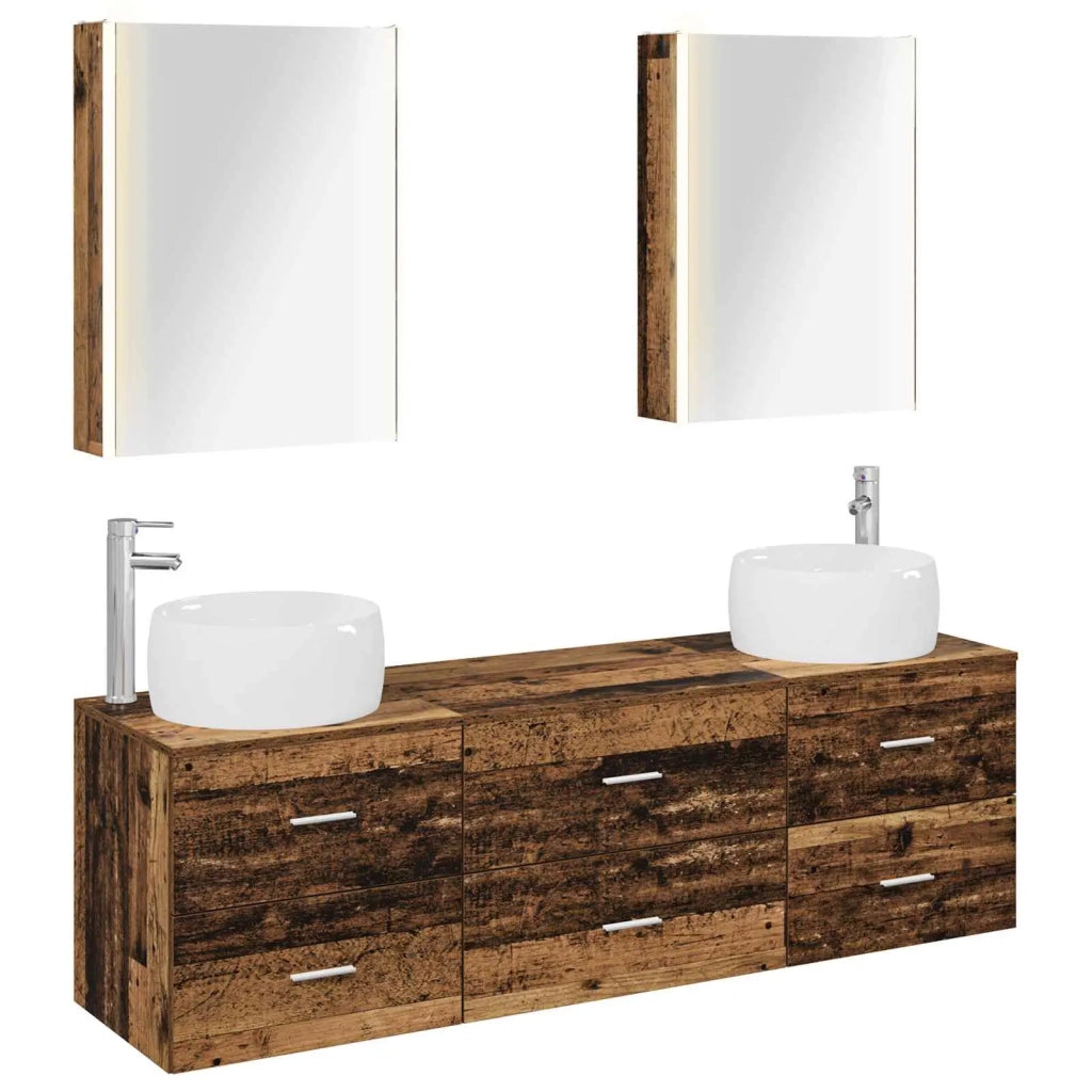 Set di mobili per il bagno 5 pz Legno antico 3407013