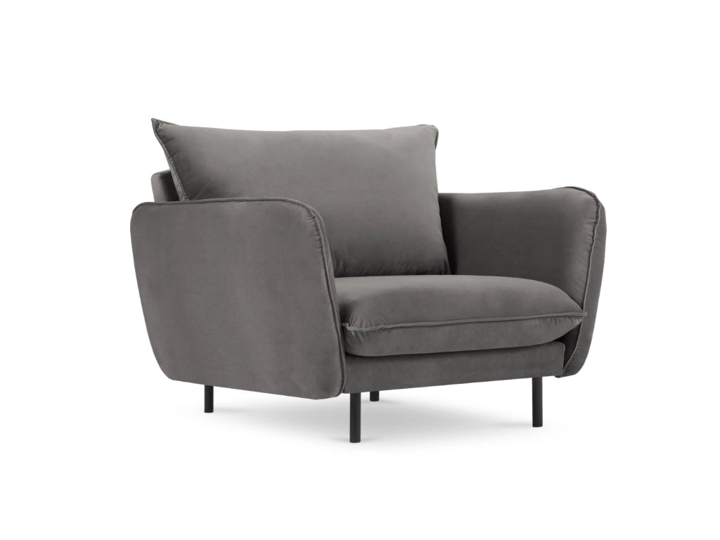 Cosmopolitan Design - Poltrona "Vienna" in velluto grigio chiaro 