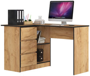 Scrivania angolare AKORD B16 Quercia Craft 124 cm 3 cassetti 124x85x77 cm Modello a sinistra