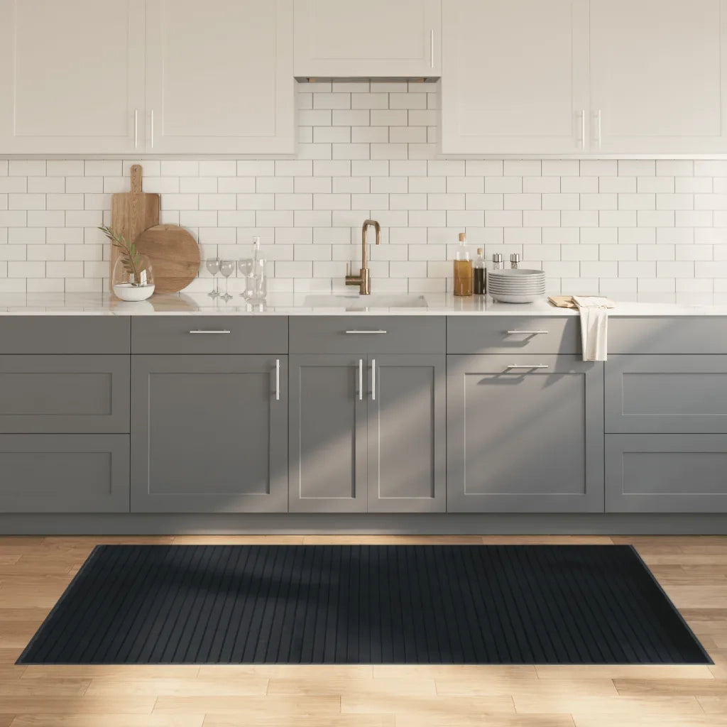 Tappeto Rettangolare Grigio 100x200 cm in Bambù 376946
