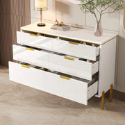 CREDENZA 120x40x85,5 cm 6 cassetti Bianco Oro