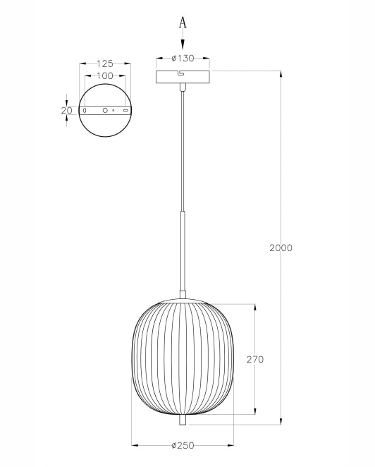 Domizia Lampada a Sospensione in Metallo e Vetro Soffiato Colore Nero, Attacco E27 40W, Design Elegante per Illuminazione Interni Moderni