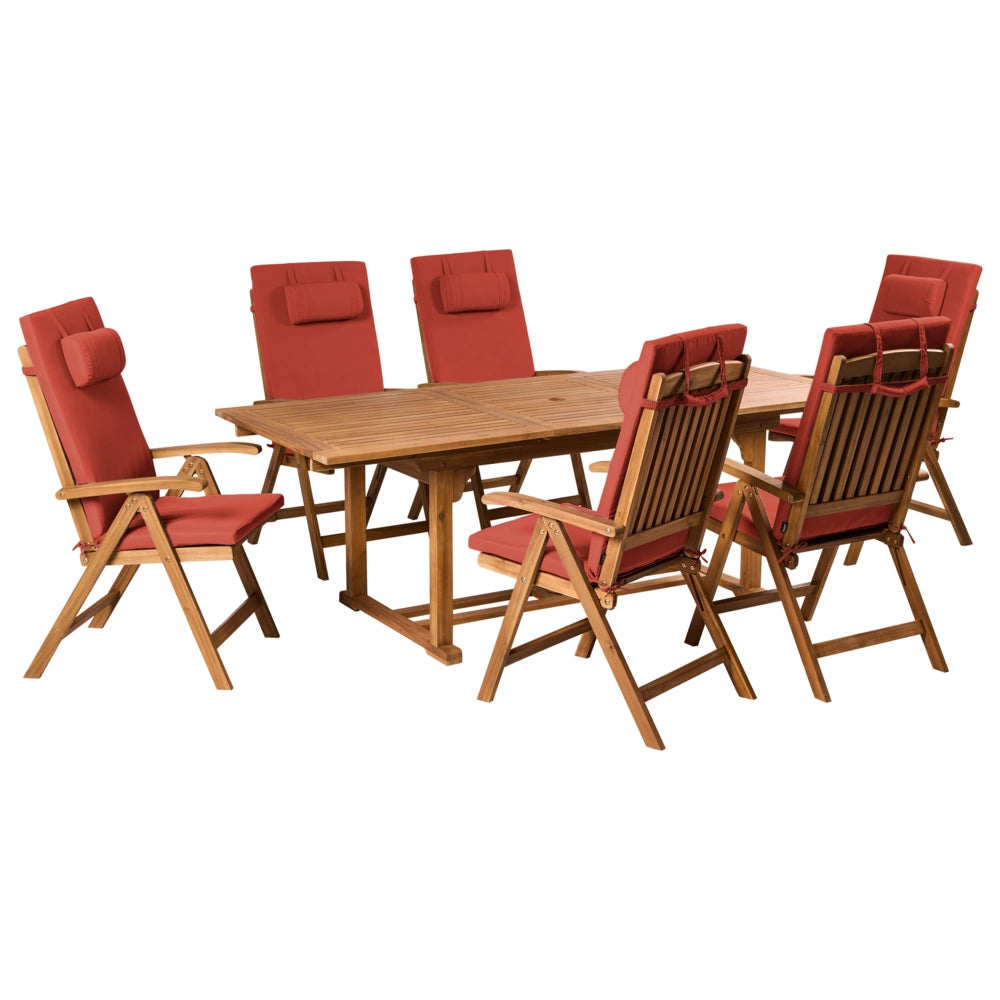Set di 6 Cuscini in Tessuto rosso da Schienale per Sedie da Giardino Toscana/Java/Amantea stile elegante