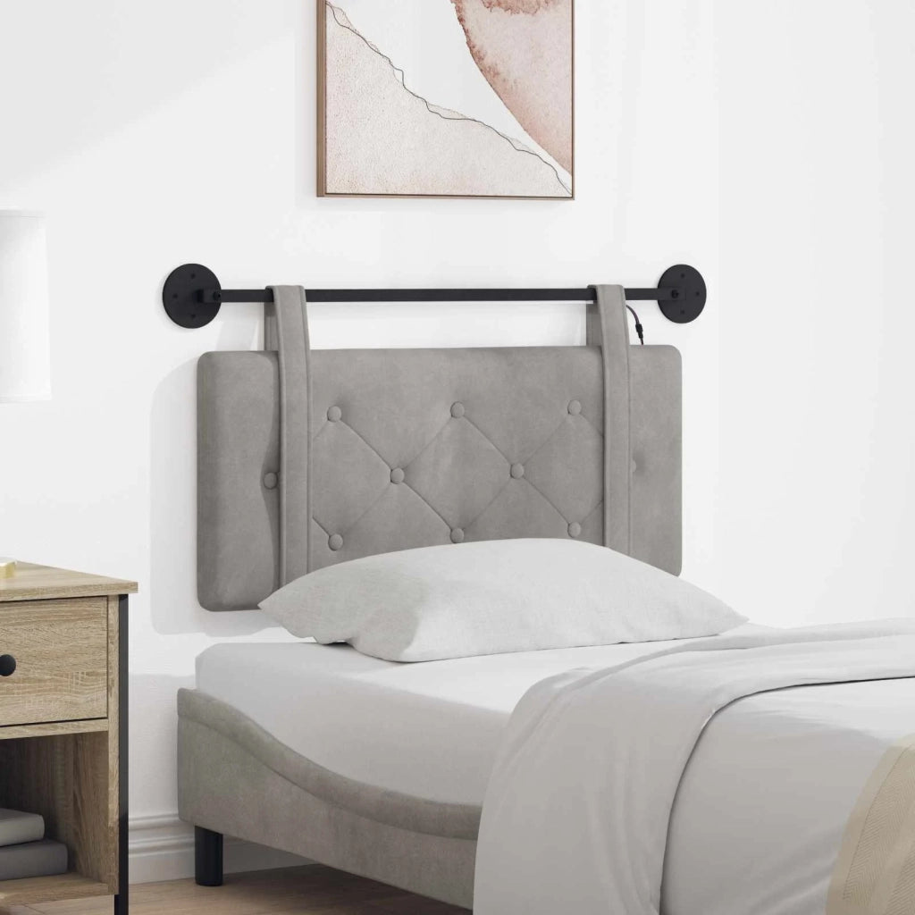Testiera | Testata sospesa Con luce LED Grigio Chiaro Velluto