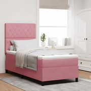 Letto a Sorgente LED con materasso Rosa 100 x 200 cm Velluto 3343231