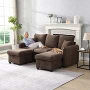 Divano angolare - Xylo - 3 posti modulare cassetti+pouf chenille