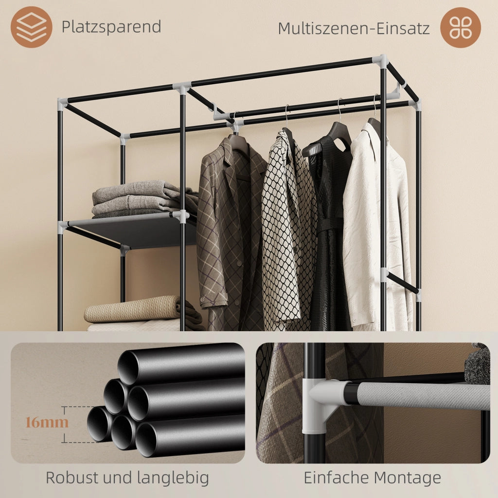 Armadio in Tessuto con 6 Ripiani e Appendiabiti ¨C Minimal ¨C Grigio Chiaro