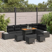Set Divano da Giardino con cuscino 10 pcs Nero polyrattan 3362809