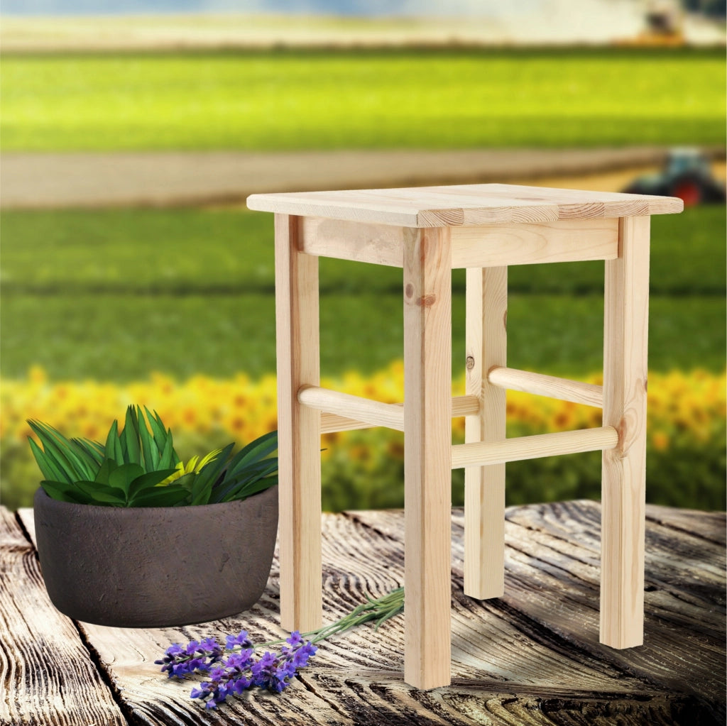 Sgabello da cucina in legno KADAX, 43,5 cm, in pino massello.