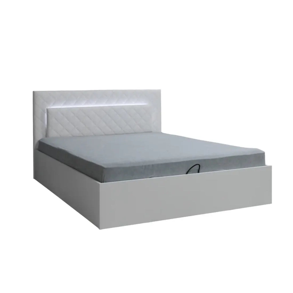 Letto contenitore PANAREA – 2 posti 160x200 cm con doghe e contenitore – Bianco alpino