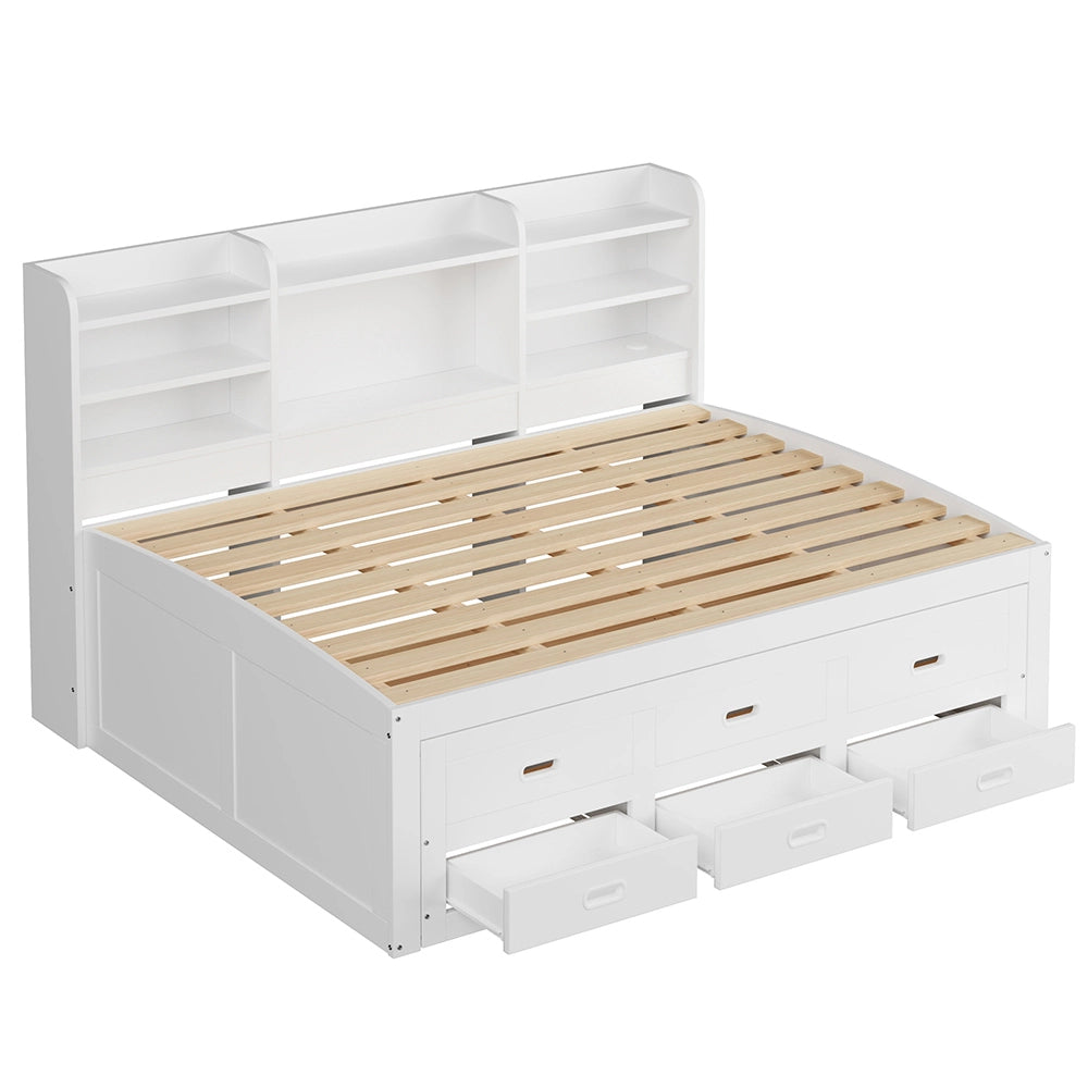 Daybed - Xylo - 140x200 cm LED USB 3 cassetti bianco