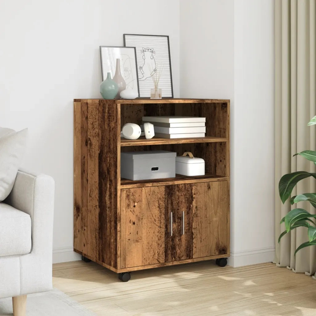 Mobiletto con Ruote Legno Antico 60x48x81 cm in Truciolato CFW7355363