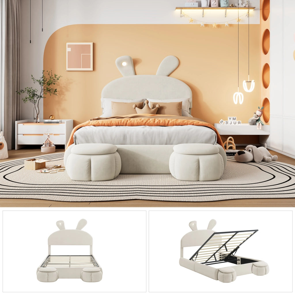 letto imbottito velluto beige 140x200 cm