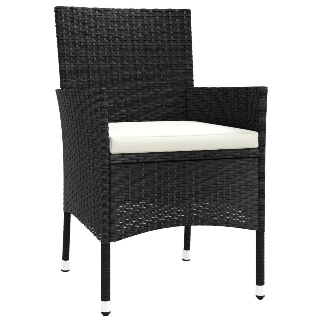 Set da Pranzo da Giardino 3 pz con Cuscini Nero in Polyrattan 3187388