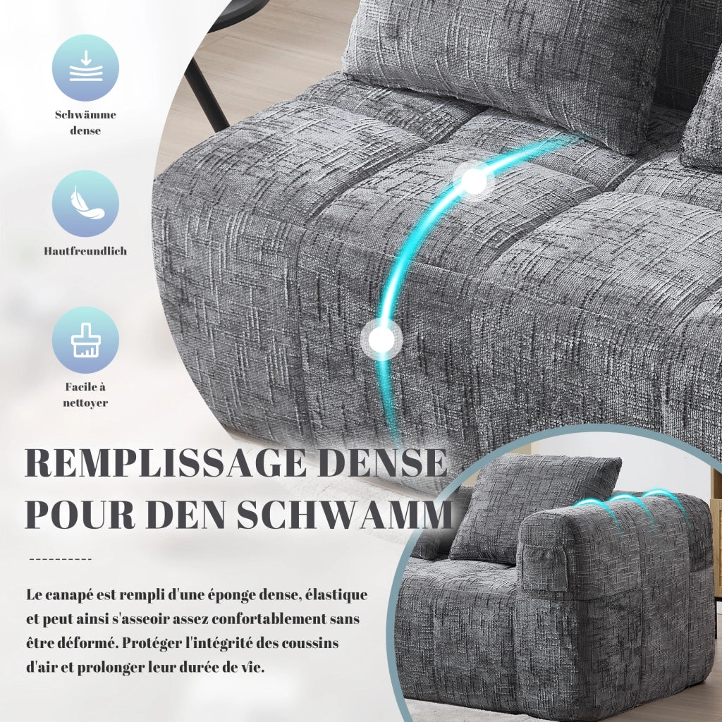 Divano comodo per 2 persone - Zephmum - Cuscino incluso tasche laterali grigio