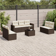 Set Divani da Giardino 8 pz con Cuscini Marrone in Polyrattan 3251180