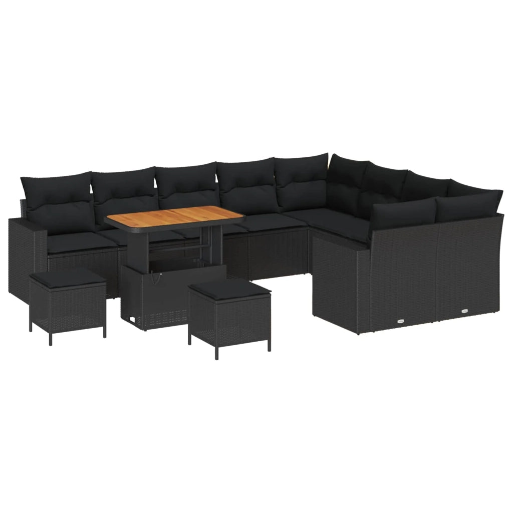 Set Divano da Giardino con cuscino 13 pcs Nero polyrattan 3363604