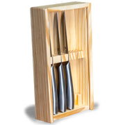 Set 4 Coltelli per Bistecca Carne e Pesce Affilati Organizer Astuccio in Legno
