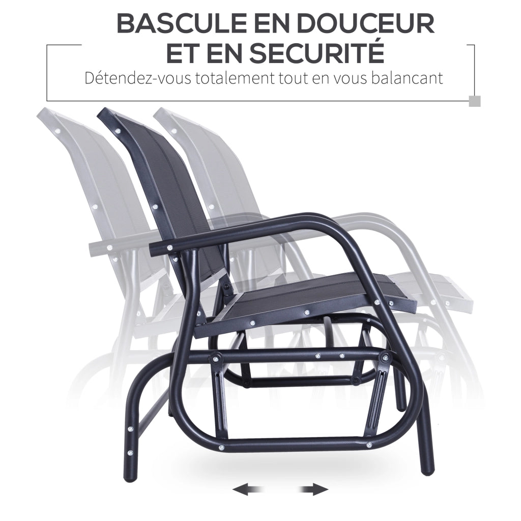 Divanetto da Giardino 2 Posti ¨C Minimal ¨C Nero, Textilene, Metallo