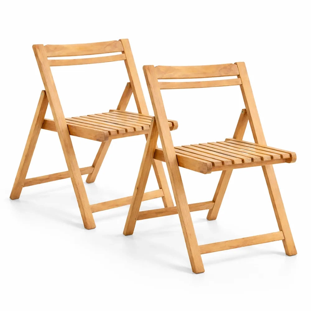 Set di 2 Sedie Pieghevoli in Legno Teak - Silla