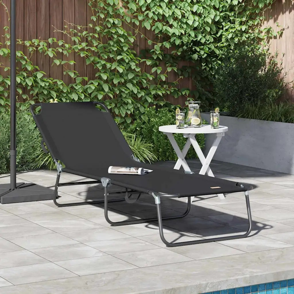 Lettino Prendisole | Sdraio da giardino | Lettino da sole pieghevole Nero 188 x 57 x 86,5 cm
