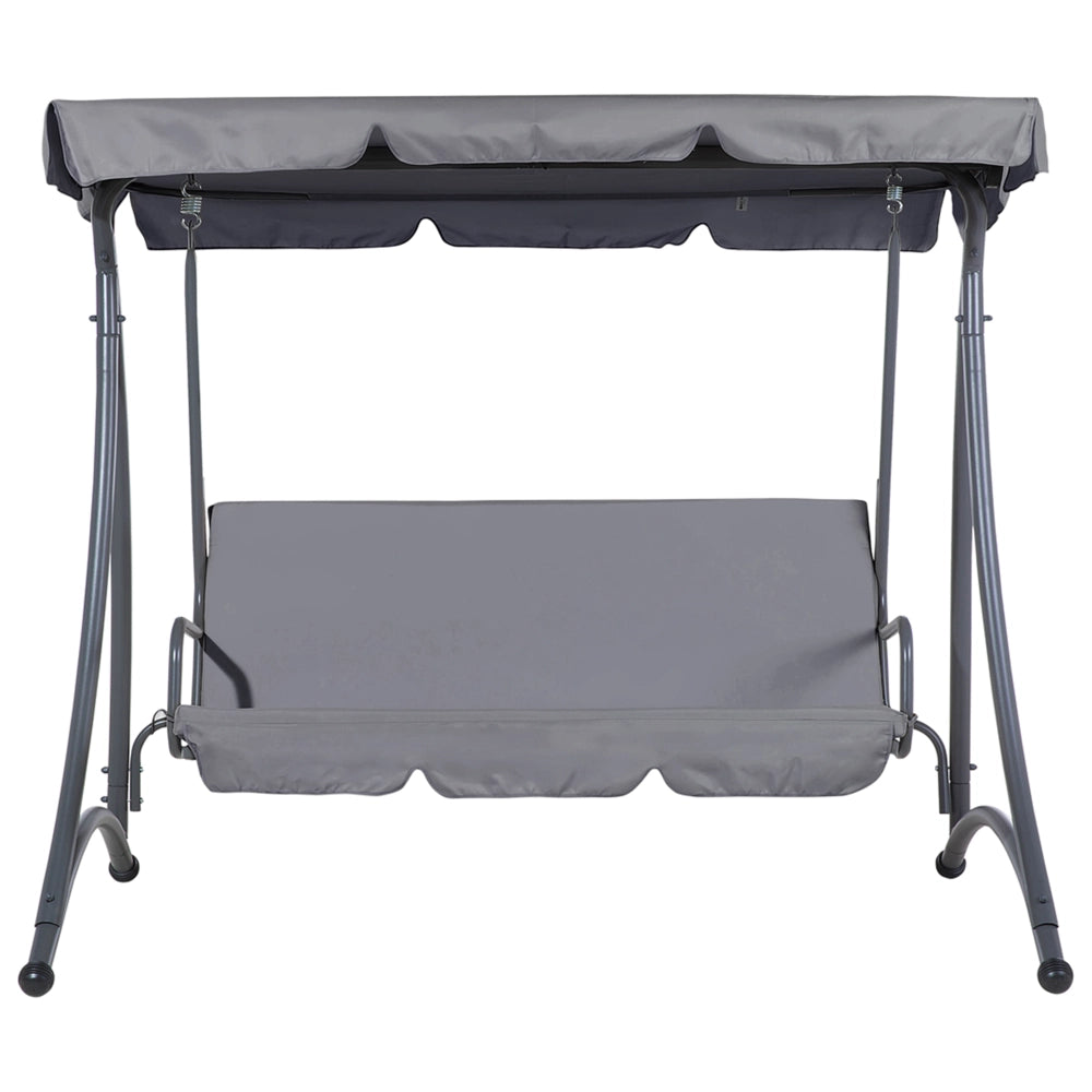 Altalena per patio con struttura in acciaio grigio chiaro a 3 posti