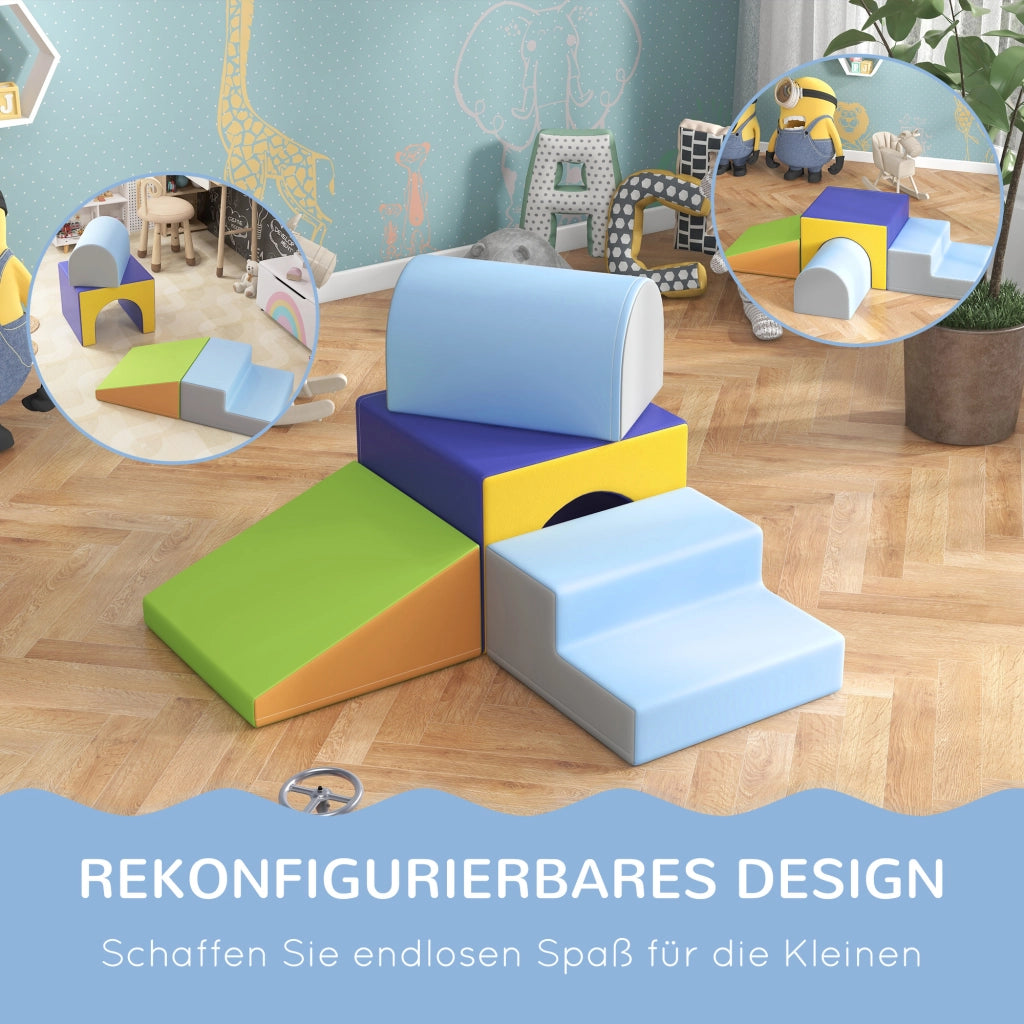 Set 4 blocchi morbidi arrampicata e scivolo ¨C Xylo ¨C rivestimento ecopelle multicolore per bambini 1-3 anni