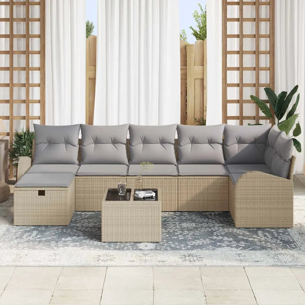Set Divano da Giardino con cuscino 8 pcs Beige Poly Rattan 3360441