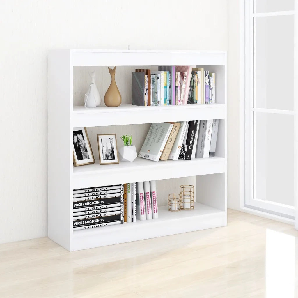 Libreria Divisorio-Scaffale per Libri-Mobile di Stoccaggio Bianco 100x30x103 cm