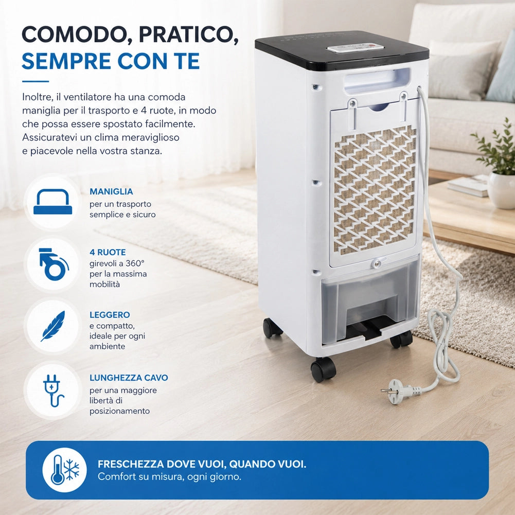 Raffrescatore a Aria 2 Blocchi Refrigeranti Umidificatore Telecomando Air Cooler