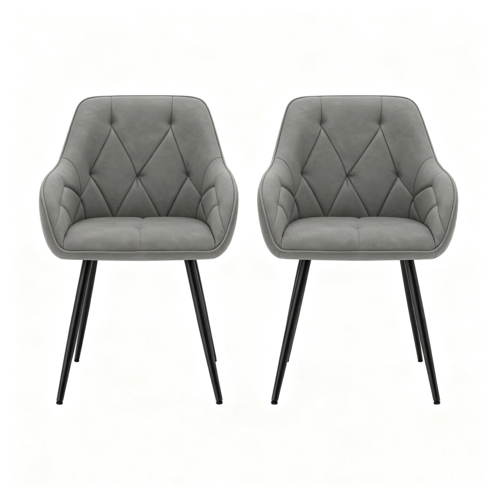SEDIA Set da 2 pezzi 45,5x45x83,5 cm Similpelle Grigio Scuro