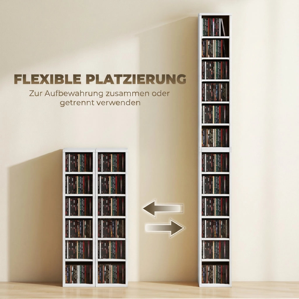 Scaffale CD Blu-Ray 2 Pezzi ¨C Xylo ¨C Ripiani Regolabili Bianco