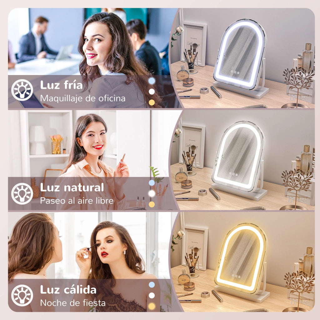 Specchio da Trucco con Luce LED ¨C Minimal ¨C 33x12x44,5 cm Bianco