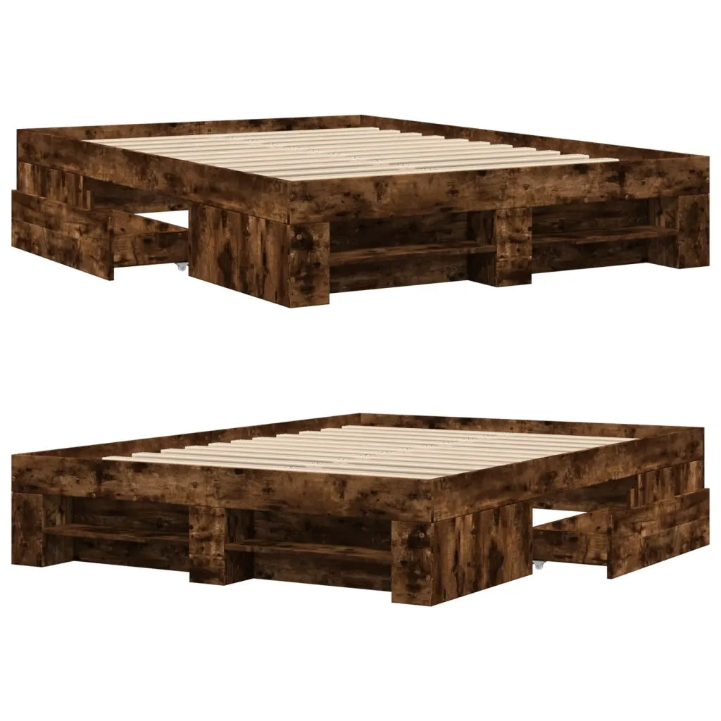 Giroletto senza Materasso-Struttura Letto Rovere Fumo 140x190 cm in Truciolato 828018