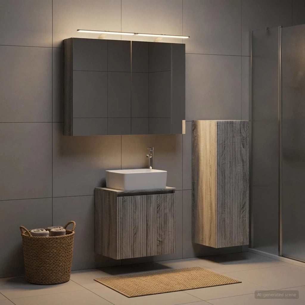 Set di mobili per il bagno 4 pz Sonoma grigio 3407436