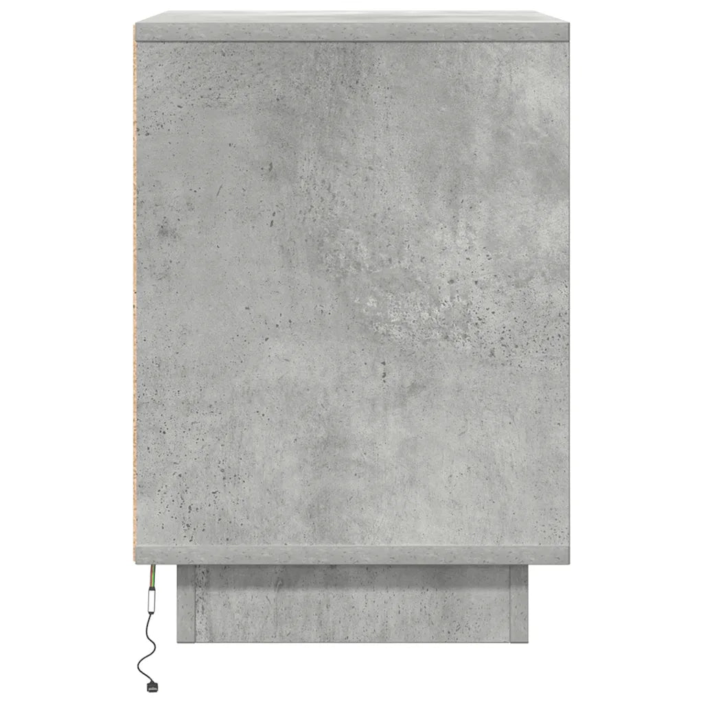 Comodini con Luci a LED 2 pz-Set di 2 Tavolino da notte Grigio Cemento 38x34x50 cm 584633