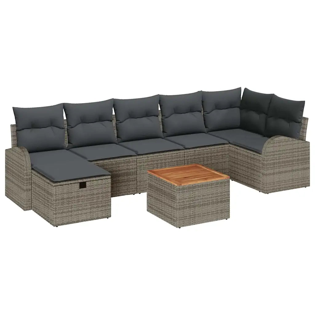 Set Divano da Giardino con cuscino 8 pcs Grigio Poly Rattan 3360849