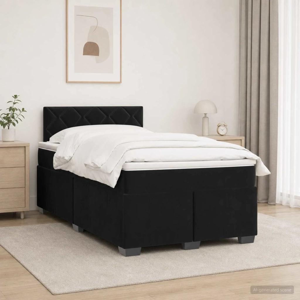 Letto box spring con materasso Nero 120 x 190 cm Velluto 3450682