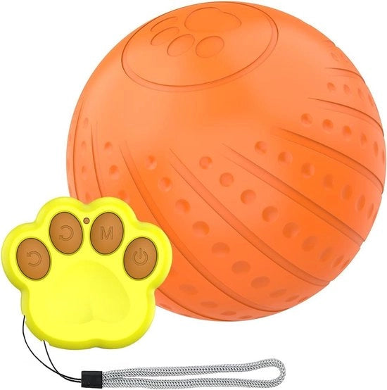 Bal per Cani con LED Luce Verde, Rotolo Automatico con Cavo USB, per Piccoli e Medi Cani, Gioco all'Aperto e all'Interno