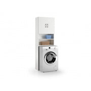 Mobile multiuso sopra lavatrice con 2 mensole e 2 ante bianco 65x32x195 cm - Terraneo