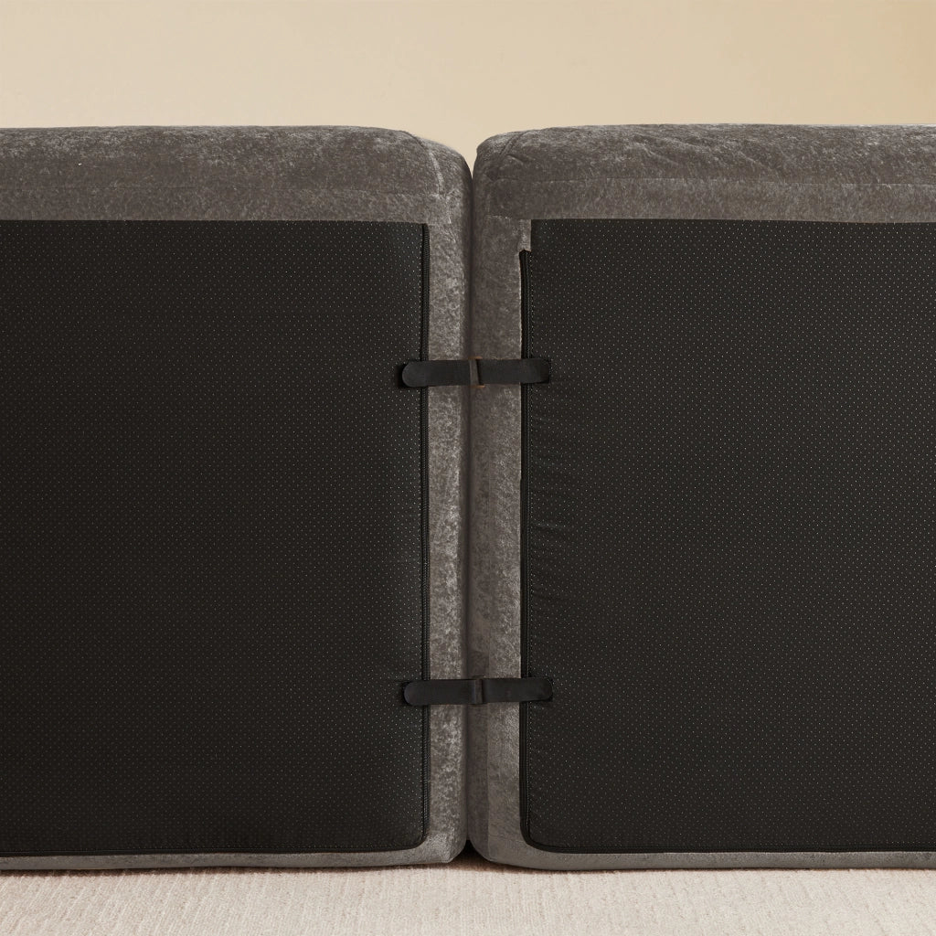 Divano modulare a U - Zephmum- 4 posti, 2 pouf, tessuto comodo, antiscivolo, marrone