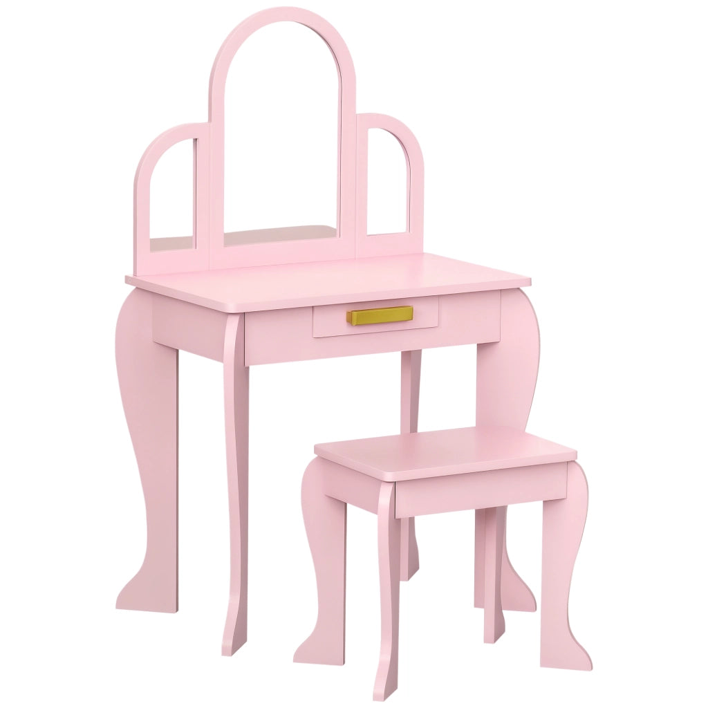 Tocador per Bambini con Specchio e Cassetto ¨C Minimal ¨C Rosa