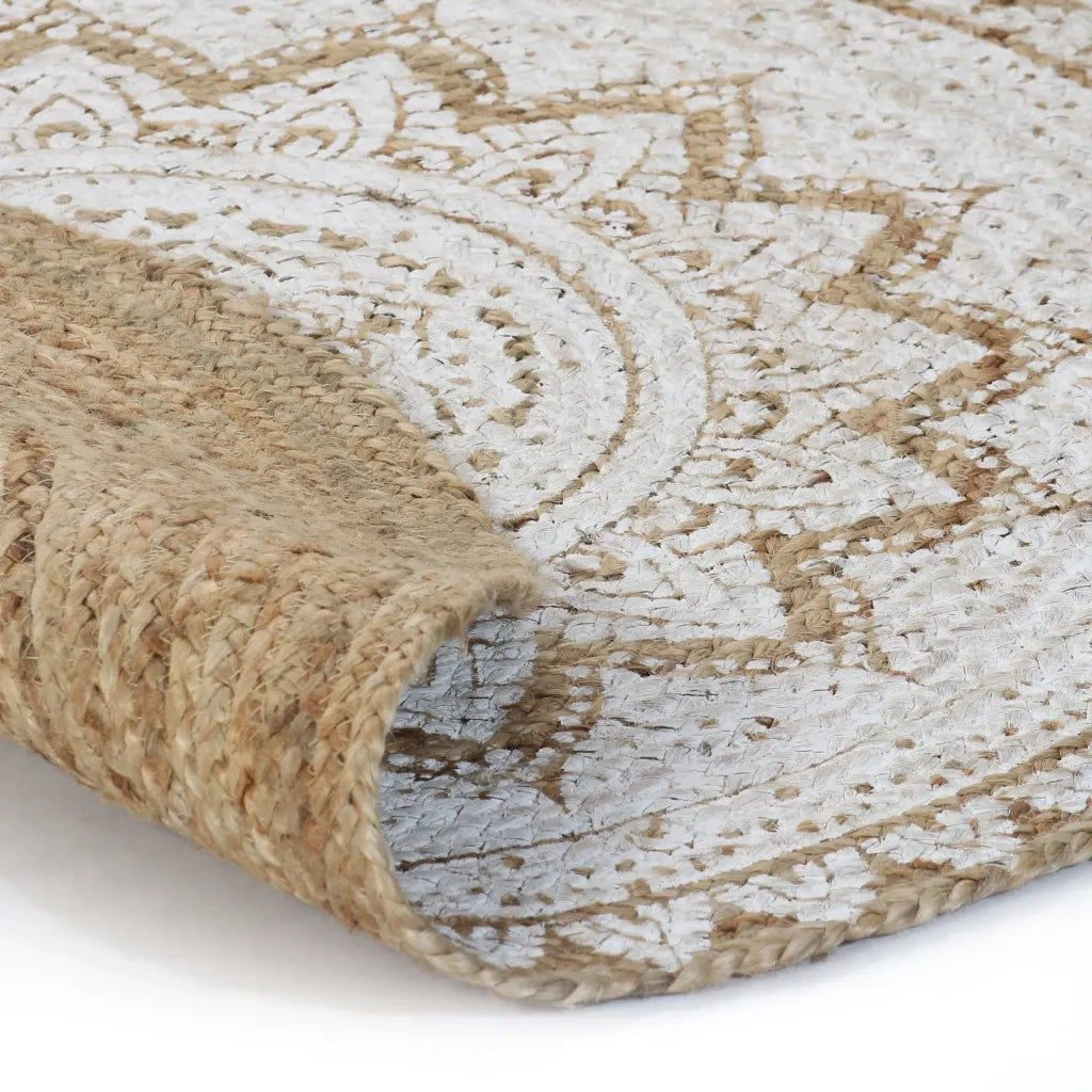 Tappeto del soggiorno | Tappeto in Juta Intrecciata con Stampa 150 cm Rotondo
