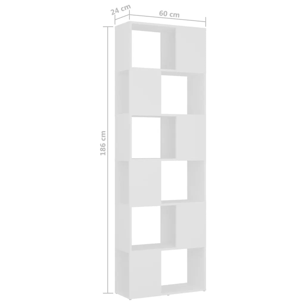 Libreria Divisorio-Scaffale per Libri-Mobile di Stoccaggio Bianco 60x24x186 cm