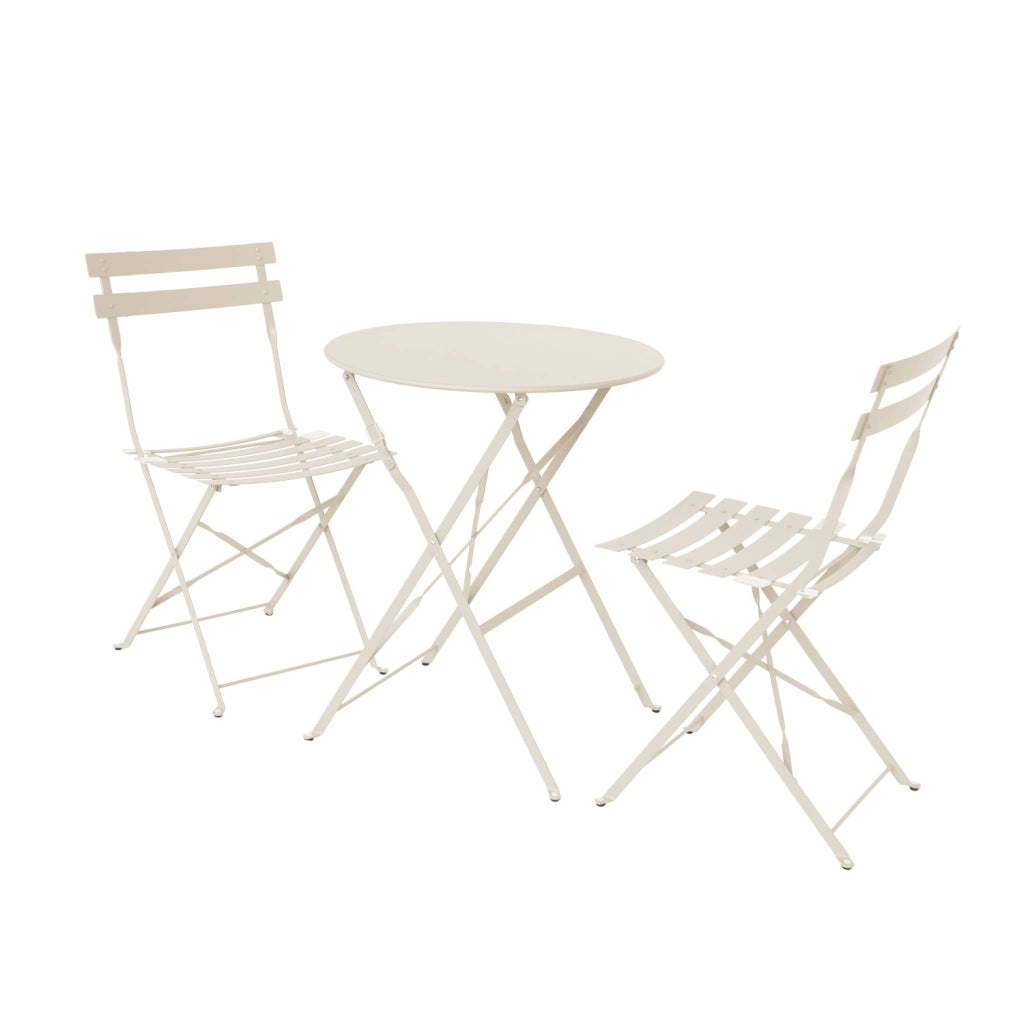 Set tavolo da giardino bistrot pieghevole in acciaio con 2 sedie,