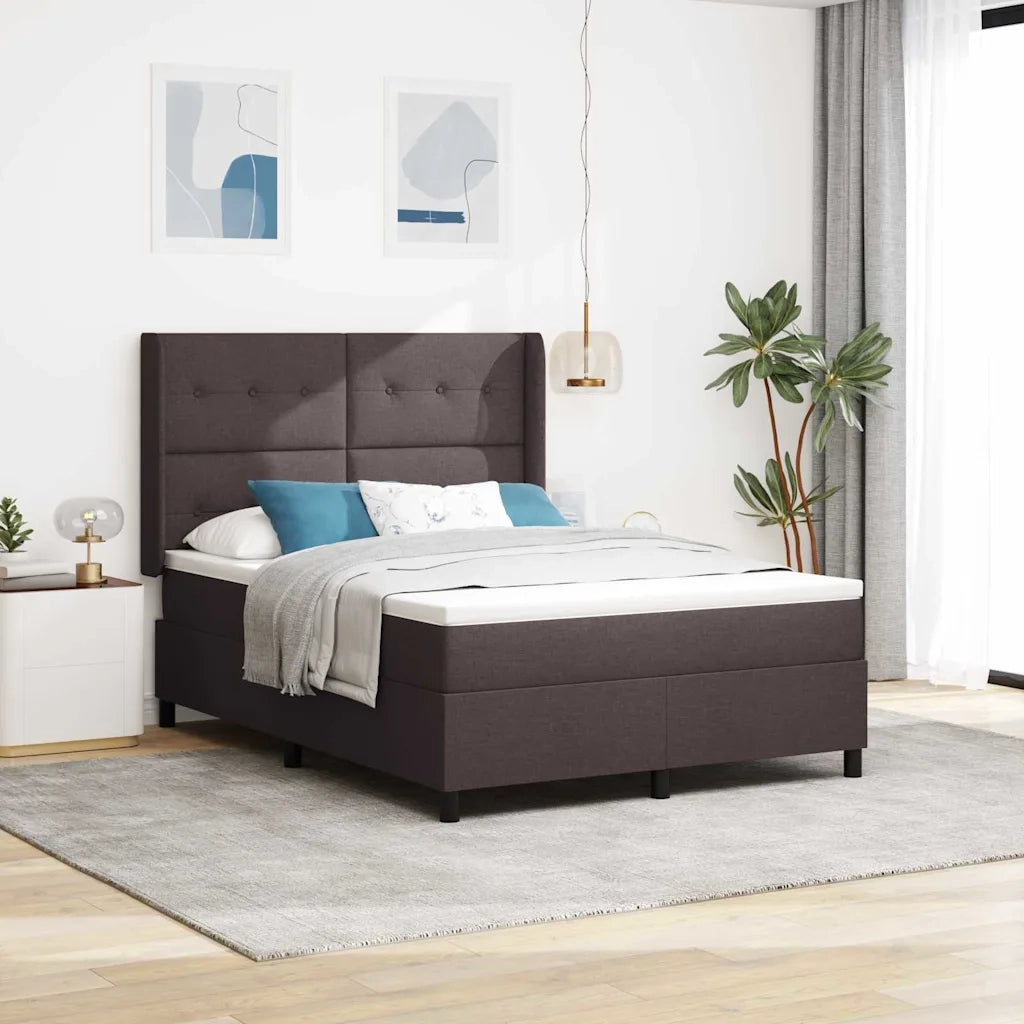 Letto a Sorgente LED Marrone Scuro 160 x 200 cm Tessuto 3343514