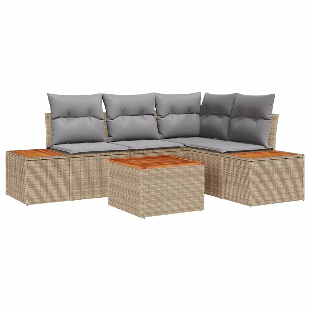 Set Divano da Giardino 4 pcs Beige e Grigio Chiaro Polyrattan