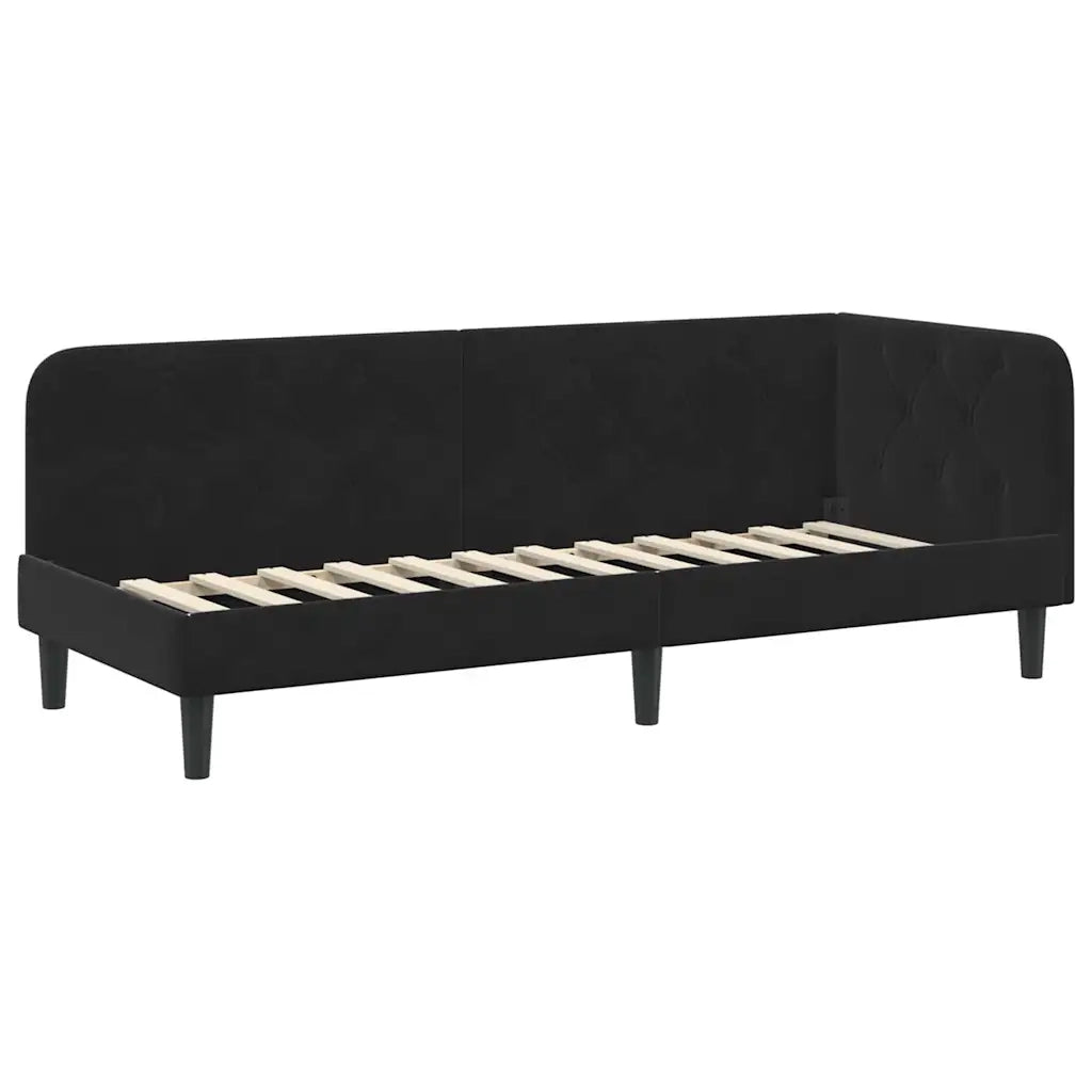 Cornice del letto ad angolo Nero 80 x 200 cm Velluto 3394139