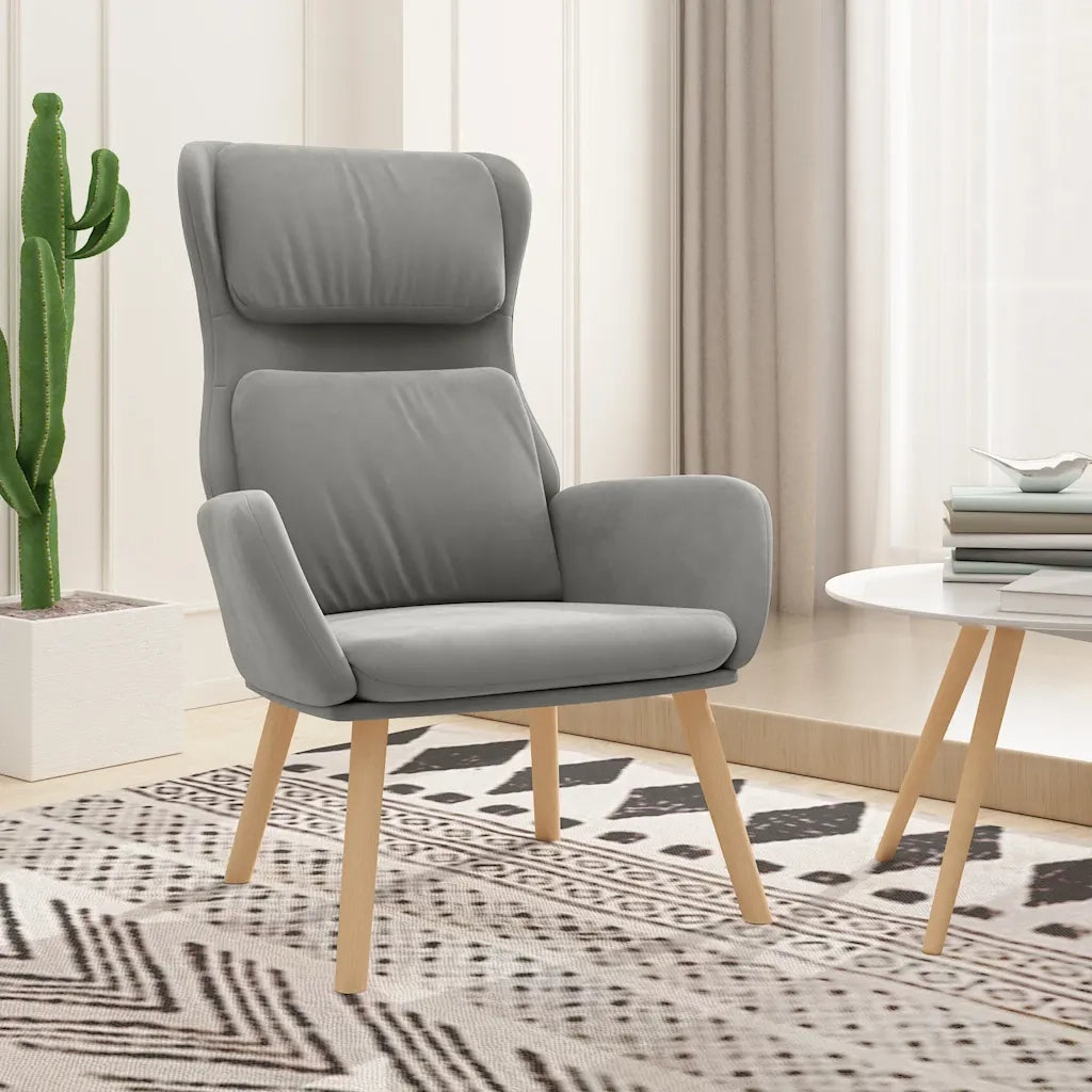 Poltrona Relax | Sedia Relax Grigio Chiaro in Velluto