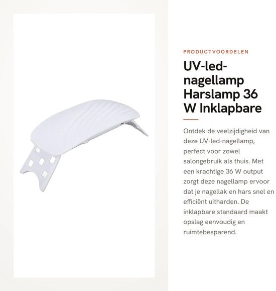 Lampada per unghie 36 W - lampada UV - lampada per illuminazione - 12 LED - supporto pieghevole - funzione di accensione semplice